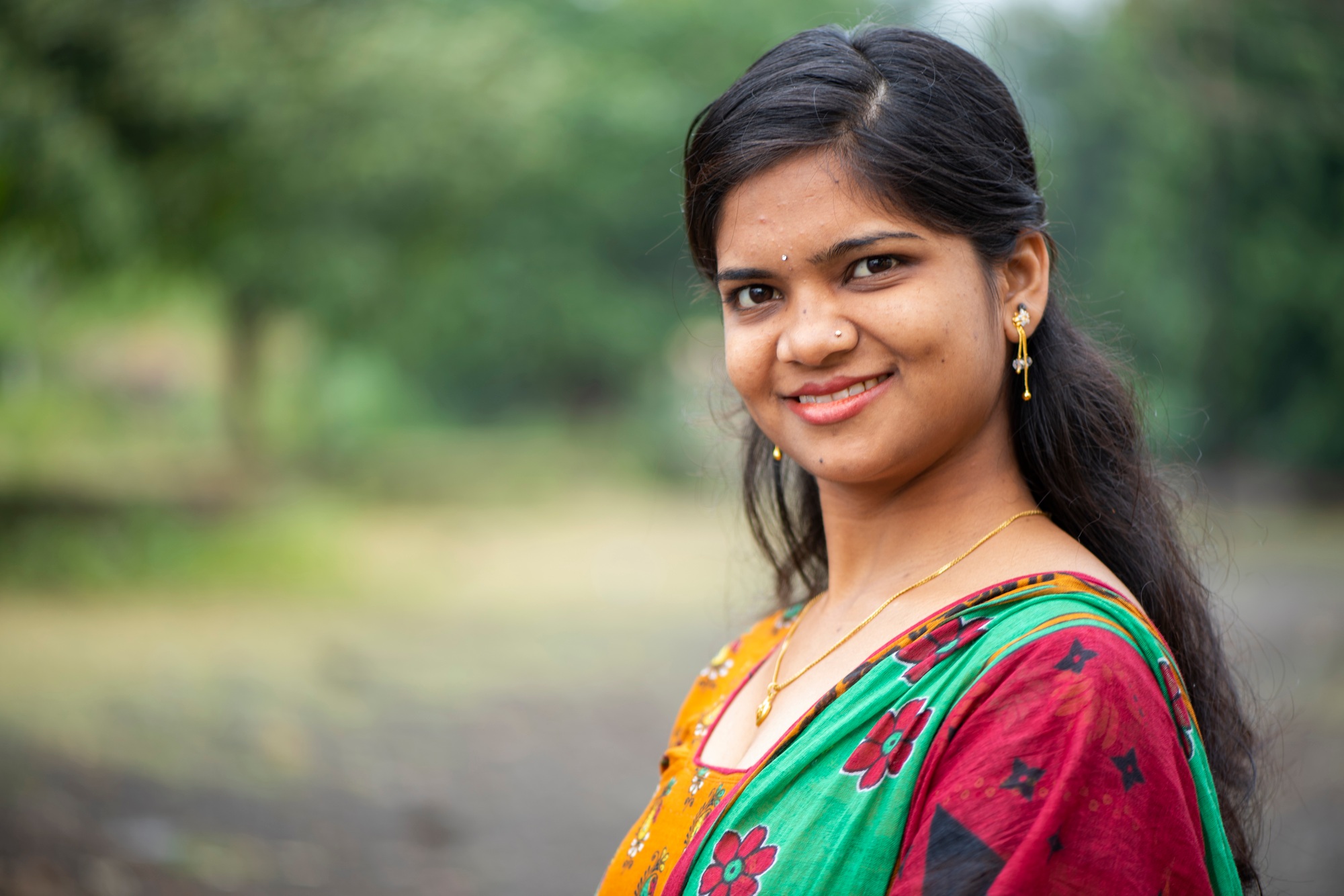 Portrait of Happy young beautiful Indian woman